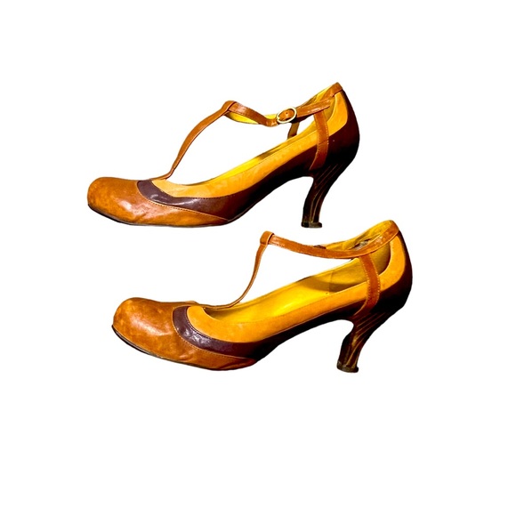 JEFFREY CAMPBELL DISTRESSED LEATHER COLOR BLOCK MARYJANE SIZE 10 - Picture 2 of 4